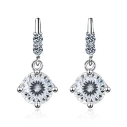 1Carat 2CT Round Moissanite Earrings For Women 925 Sterling Silver Ear-Drops Luxury Fine Jewelry Pass Diamond Tester