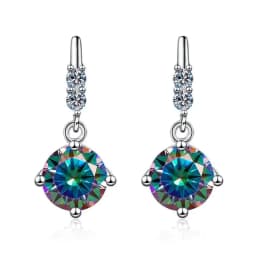 1Carat 2CT Round Moissanite Earrings For Women 925 Sterling Silver Ear-Drops Luxury Fine Jewelry Pass Diamond Tester