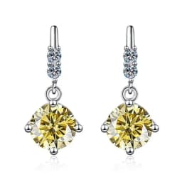 1Carat 2CT Round Moissanite Earrings For Women 925 Sterling Silver Ear-Drops Luxury Fine Jewelry Pass Diamond Tester