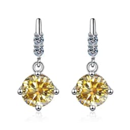 1Carat 2CT Round Moissanite Earrings For Women 925 Sterling Silver Ear-Drops Luxury Fine Jewelry Pass Diamond Tester