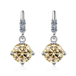 1Carat 2CT Round Moissanite Earrings For Women 925 Sterling Silver Ear-Drops Luxury Fine Jewelry Pass Diamond Tester