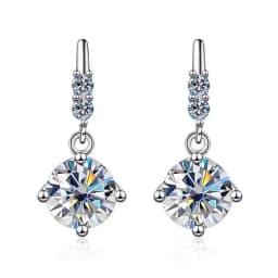 1Carat 2CT Round Moissanite Earrings For Women 925 Sterling Silver Ear-Drops Luxury Fine Jewelry Pass Diamond Tester