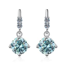 1Carat 2CT Round Moissanite Earrings For Women 925 Sterling Silver Ear-Drops Luxury Fine Jewelry Pass Diamond Tester
