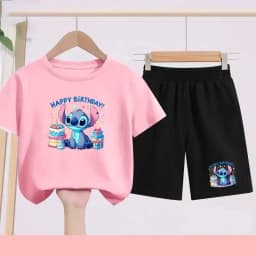 Children's Sportswear Set with Cartoon Pattern T-shirt + Shorts. Suitable for Infants. Made of Breathable and Comfortable Fabric