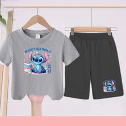 Children's Sportswear Set with Cartoon Pattern T-shirt + Shorts. Suitable for Infants. Made of Breathable and Comfortable Fabric