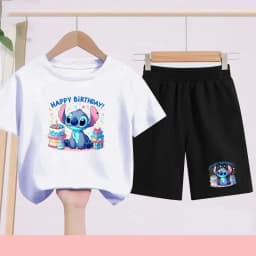 Children's Sportswear Set with Cartoon Pattern T-shirt + Shorts. Suitable for Infants. Made of Breathable and Comfortable Fabric