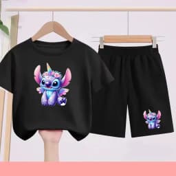 Children's Sportswear Set with Cartoon Pattern T-shirt + Shorts. Suitable for Infants. Made of Breathable and Comfortable Fabric