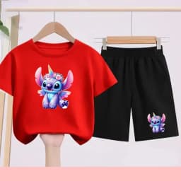 Children's Sportswear Set with Cartoon Pattern T-shirt + Shorts. Suitable for Infants. Made of Breathable and Comfortable Fabric
