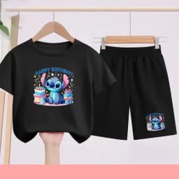 Children's Sportswear Set with Cartoon Pattern T-shirt + Shorts. Suitable for Infants. Made of Breathable and Comfortable Fabric