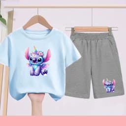 Children's Sportswear Set with Cartoon Pattern T-shirt + Shorts. Suitable for Infants. Made of Breathable and Comfortable Fabric
