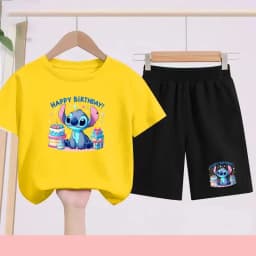 Children's Sportswear Set with Cartoon Pattern T-shirt + Shorts. Suitable for Infants. Made of Breathable and Comfortable Fabric