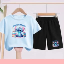 Children's Sportswear Set with Cartoon Pattern T-shirt + Shorts. Suitable for Infants. Made of Breathable and Comfortable Fabric