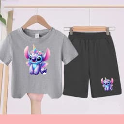 Children's Sportswear Set with Cartoon Pattern T-shirt + Shorts. Suitable for Infants. Made of Breathable and Comfortable Fabric