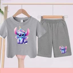 Children's Sportswear Set with Cartoon Pattern T-shirt + Shorts. Suitable for Infants. Made of Breathable and Comfortable Fabric