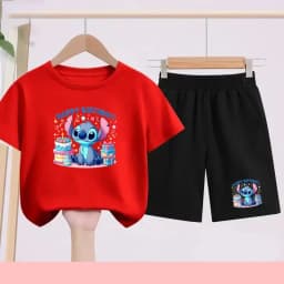 Children's Sportswear Set with Cartoon Pattern T-shirt + Shorts. Suitable for Infants. Made of Breathable and Comfortable Fabric