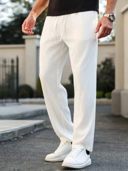 Men's Solid Color Pocket Stripe texture design Straight-Leg Casual Trousers, Business Formal Style, Fall,Fashionable and simple