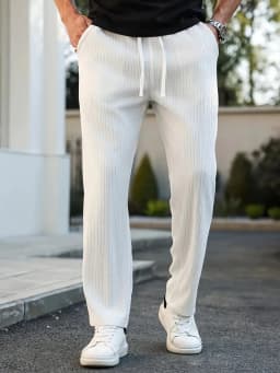 Men's Solid Color Pocket Stripe texture design Straight-Leg Casual Trousers, Business Formal Style, Fall,Fashionable and simple