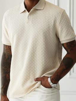 New Summer Short-Sleeved Polo Shirt for Men, Casual Color-Blocked Herringbone Texture Pullover Polo Shirt, Suitable for Everyday