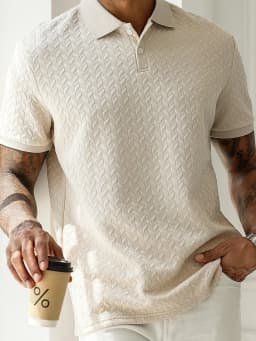 New Summer Short-Sleeved Polo Shirt for Men, Casual Color-Blocked Herringbone Texture Pullover Polo Shirt, Suitable for Everyday