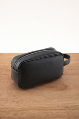 Men's Textured PU Leather Organizer Bag - Dual Zipper Hand Carry w/ Detachable Strap, Fits Phone & Essentials