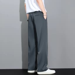 Men's 2026 Korean Style Loose Straight Leg Draping Lightweight Casual Pants Slacks Khaki Gray Black Trousers Male Autumn Winter