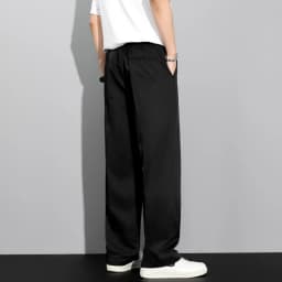 Men's 2026 Korean Style Loose Straight Leg Draping Lightweight Casual Pants Slacks Khaki Gray Black Trousers Male Autumn Winter