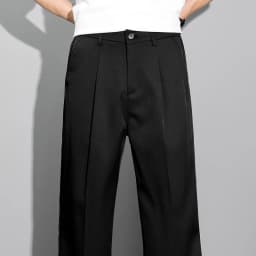 Men's 2026 Korean Style Loose Straight Leg Draping Lightweight Casual Pants Slacks Khaki Gray Black Trousers Male Autumn Winter