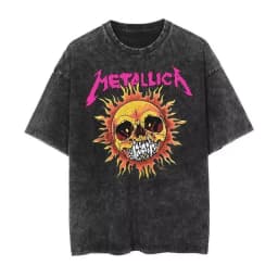 Metallica Rock Punk Vintage Washed T-shirt 2026 Men's and Women's American Retro Washed Luxury Y2k Top