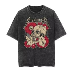 Metallica Rock Punk Vintage Washed T-shirt 2026 Men's and Women's American Retro Washed Luxury Y2k Top
