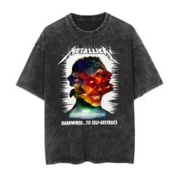 Metallica Rock Punk Vintage Washed T-shirt 2026 Men's and Women's American Retro Washed Luxury Y2k Top