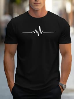 Fashionable men's summer electrocardiogram printed comfortable and breathable round neck T-shirt outdoor casual top