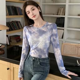 2026 Summer New Women's Mesh Long-Sleeved T-Shirt Round Neck Sun-Protective Printed Top Outer Wear Slim Thin Y2K Vintage Tops