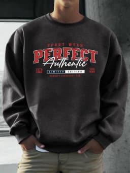 Sport Wear Perfect Authentic Print Men Sweatshirt Casual Loose Long Sleeve All-Match Fleece Pullovers Crewneck Unisex Daily Tops
