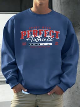 Sport Wear Perfect Authentic Print Men Sweatshirt Casual Loose Long Sleeve All-Match Fleece Pullovers Crewneck Unisex Daily Tops