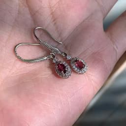 50Vintage Natural Garnet Hoop Earrings Simple Classic Round Circle Gemstone Jewelry Handmade