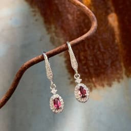 50Vintage Natural Garnet Hoop Earrings Simple Classic Round Circle Gemstone Jewelry Handmade