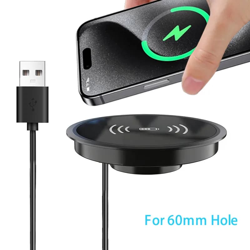 Embedded Wireless Charger for 58mm Hole Hidden Fast Charging For iPhone 17 16 15 14 13 12 Pro Max Phone Charge for Samsung S25