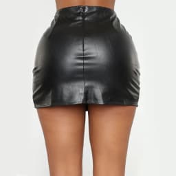 European and American Women's Solid Color HighWaisted HipHuggingShort Skirt Nightclub PU Leather Zipper Sexy Black Leather Skirt