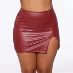 European and American Women's Solid Color HighWaisted HipHuggingShort Skirt Nightclub PU Leather Zipper Sexy Black Leather Skirt