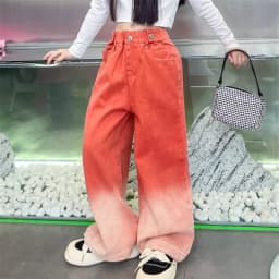 New Fashion Spring Autumn Girls Jeans Teen Girls Gradient Color Long Style Trousers For Kids Denim Wide Leg Pants