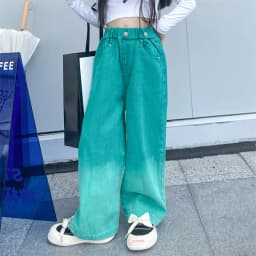 New Fashion Spring Autumn Girls Jeans Teen Girls Gradient Color Long Style Trousers For Kids Denim Wide Leg Pants