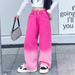 New Fashion Spring Autumn Girls Jeans Teen Girls Gradient Color Long Style Trousers For Kids Denim Wide Leg Pants