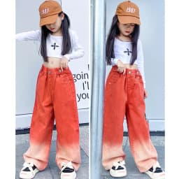 New Fashion Spring Autumn Girls Jeans Teen Girls Gradient Color Long Style Trousers For Kids Denim Wide Leg Pants