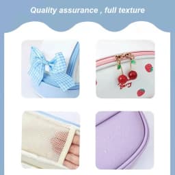 1Pcs Cute Girl Pencil Case Double Layer Strawberry Cherry Love Large Capacity Pencil Case Student Stationery Storage Pen Bag