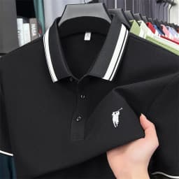 100% pure cotton short sleeve polo shirt high-end brand Paul Pony embroidered stripe summer luxurious breathable men's T-shirt
