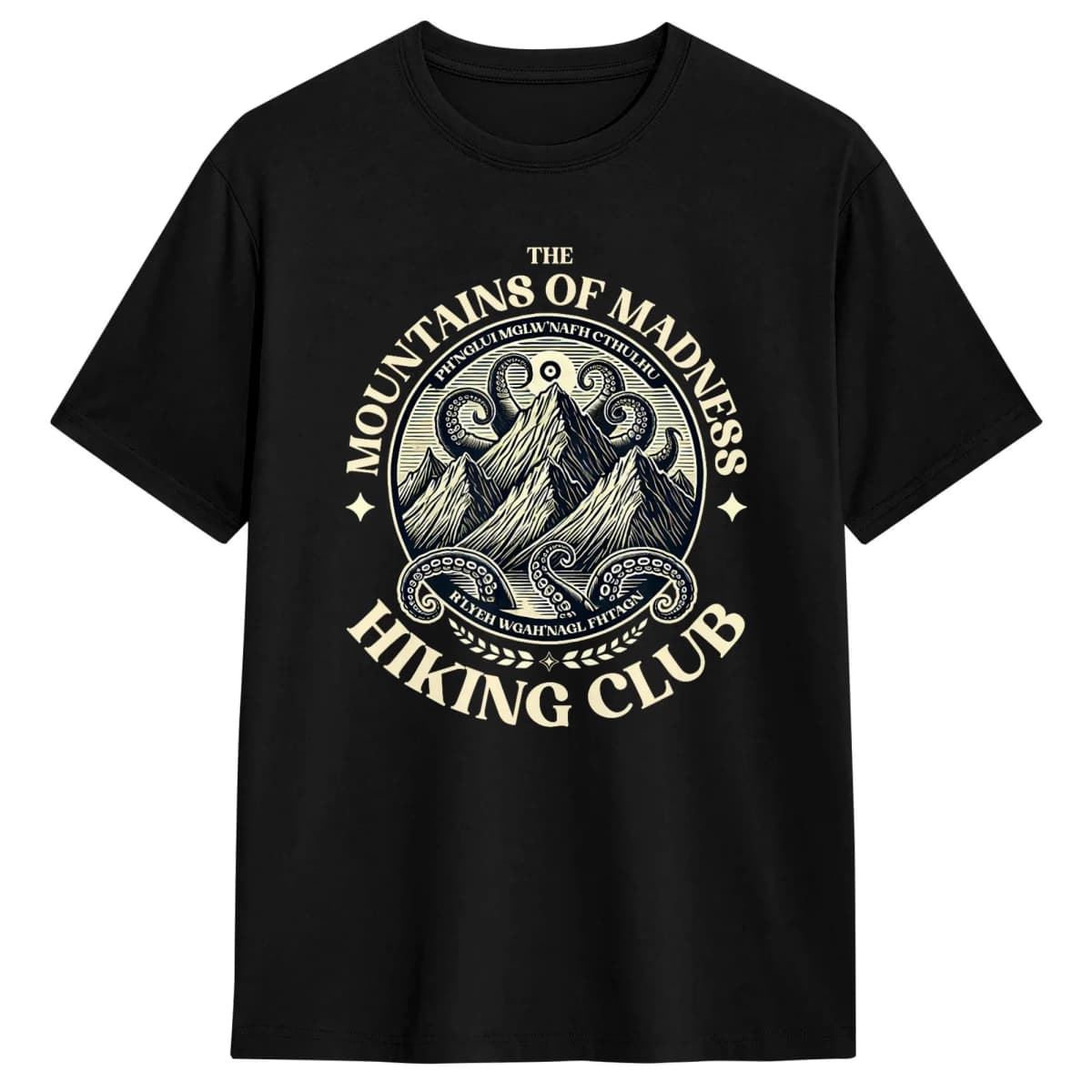 Mountains Madness Lovecraft Hiking and Cthulhu Miskatonic Pure Cotton T-Shirts for Men Summer Y2K Funny Casual Short Sleeve Tees