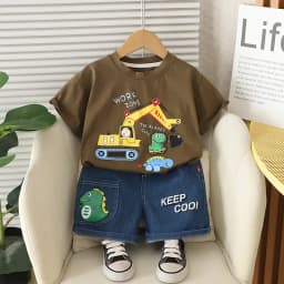 New Summer Baby Boys Clothes Set Children Short Sleeved T-Shirt Shorts 2Pcs/Sets Kids Girls Clothing Suit Infant Cartoon Costume