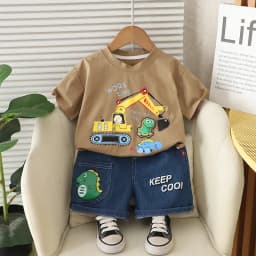 New Summer Baby Boys Clothes Set Children Short Sleeved T-Shirt Shorts 2Pcs/Sets Kids Girls Clothing Suit Infant Cartoon Costume