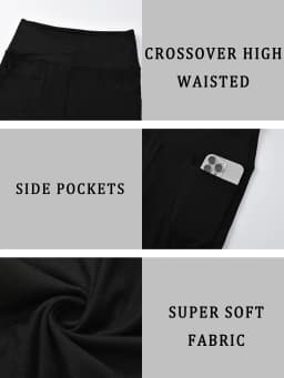 Women's Super Soft Crossover High Waisted Biker Shorts With Pockets Tummy Control No See Through Workout Yoga Running Shorts