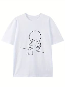 Short-Sleeve Shirt for Summer, Feeling Sad about Gaining Weight, Creatively Designed Round-Neck T-Shirt, Unisex Casual Tops